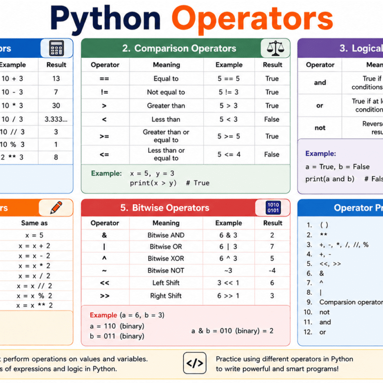 Python Operators: A Beginner’s Guide to Calculations, Comparisons, and Decisions